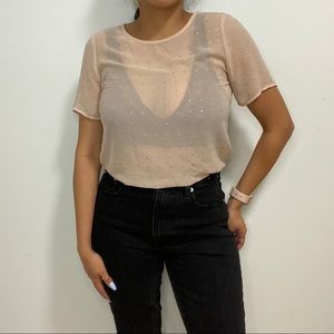 Broadway & Broome studded sheer top